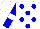 Silk - White, blue dots, white band on blue sleeves