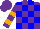 Silk - Purple, blue blocks, orange hoops on purple sleeves, purple cap