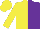 Silk - Yellow and purple vertical halves, black horse, yellow cap