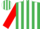 Silk - EMERALD GREEN & WHITE STRIPES, red sleeves, emerald green & white striped cap