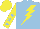 Silk - Light blue, yellow lightning bolt, light blue stars on yellow sleeves, light blue and yellow cap