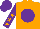 Silk - Orange, purple ball, purple sleeves, orange stars, purple cap