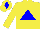 Silk - Yellow body, blue triangle, yellow arms, yellow cap, blue diamond