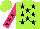 Silk - Lime green, black stars, black stars on neon pink sleeves