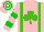 Silk - Pink, kelly green braces and shamrock, green hoops on sleeves, pink and green hooped cap