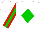 Silk - White, green diamond, red and green stripe on sleeves