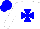 Silk - White, blue maltese cross, white sleeves, blue cap
