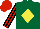Silk - Dark green, yellow diamond, red and black striped sleeves, red cap
