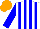Silk - White body, blue striped, blue arms, orange cap
