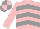 Silk - Pink, grey chevrons, pink arms, grey cap, pink quartered