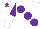 Silk - White body, purple large spots, purple and white halved sleeves, white cap, purple star