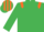 Silk - EMERALD GREEN, orange epaulettes, striped cap