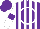 Silk - Purple, white stripes, white circle, purple armlets on white sleeves, purple cap