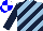 Silk - Light blue and dark blue diagonal stripes, dark blue sleeves, blue and white quartered cap