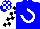 Silk - Blue, white horseshoe emblem, black and white blocks on sleeves and cap