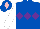 Silk - Royal blue, purple triple diamond, white sleeves, royal blue cap, pink diamond