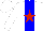 Silk - White, blue stripe, red star