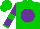 Silk - Green, purple ball, green band and cuffs on purple sleeves