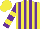 Silk - Yellow, purple vertical stripes, yellow bars on purple sleeves