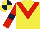 Silk - Yellow, red chevron, red sleeves, dark blue armlets, yellow and dark blue quartered cap