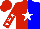 Silk - Red and blue halved, white star, white stars on red sleeves