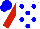 Silk - White, blue dots, red sleeves, blue cap