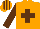 Silk - orange, brown cross, brown sleeves, striped cap