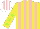 Silk - Yellow, pink stripes, yellow sleeves, lime green stars, white and pink striped cap