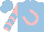 Silk - Light blue, pink horseshoe and horse, light blue chevrons on pink sleeves, light blue cap