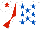 Silk - White, royal blue stars, red & white diabolo on sleeves, white cap, red star