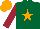 Silk - Dark green, orange star, maroon sleeves, orange cap