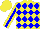 Silk - Yellow and blue diamonds, blue stripe on yellow sleeves, yellow cap