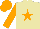 Silk - beige, orange star, orange sleeves and cap