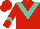 Silk - Red, turquoise 'v', turquoise chevron on sleeves