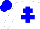 Silk - White body, blue cross of lorraine, white arms, blue cap