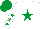 Silk - White, emerald green star, emerald green stars on sleeves, emerald green cap