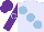 Silk - Lavender, light blue large spots, purple sleeves, light blue circle, purple cap