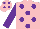 Silk - Pink with purple dots, purple sleeves, purple dots on pink cap