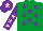 Silk - Emerald green, purple stars, purple sleeves, pink stars, purple cap, pink star