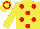 Silk - Yellow, red spots,yellow sleeves, yellow cap, red hoop