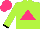 Silk - Lime green, hot pink triangle, black cuffs on sleeves, hot pink cap