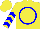 Silk - Yellow, Blue Circle, Blue Chevrons On Sleeves, Yellow Cap