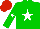 Silk - Green, white star, white star on sleeves, red cap