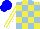 Silk - Yellow and light blue blocks, white stripes on yellow sleeves, yellow and blue cap