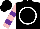 Silk - Black, white circled w, pink & purple bars on sleeves