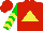 Silk - Red, yellow triangle, green sleeves, yellow chevrons