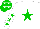 Silk - white, green star, green stars on sleeves, white stars on green cap