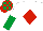Silk - White, Red diamond, White and Emerald green halved sleeves, Red cap, Emerald Green checked