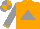 Silk - Orange, grey triangle, grey sleeves, orange cuffs, grey and orange quartered cap