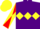 Silk - Purple, Yellow triple diamond, Red and Yellow diabolo on sleeves, Yellow cap